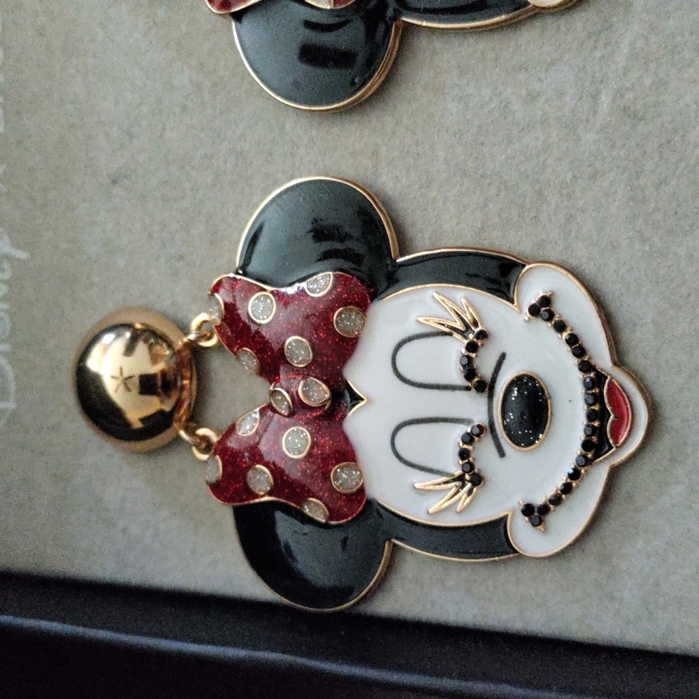 BaubleBar Disney Minnie Mouse Drop Earrings - Black, White, Red, Gold - Picture 2 of 2